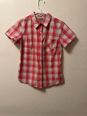EUC Wrangler Women’s Pink Plaid Western Button Down Shirt - Short Sleeve -Size S
